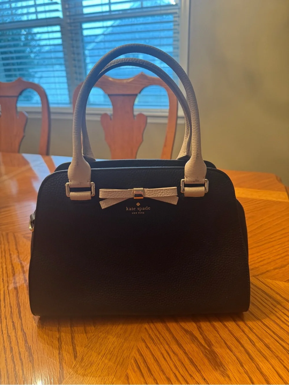 kate spade Black and Cream Bow-Accent Satchel